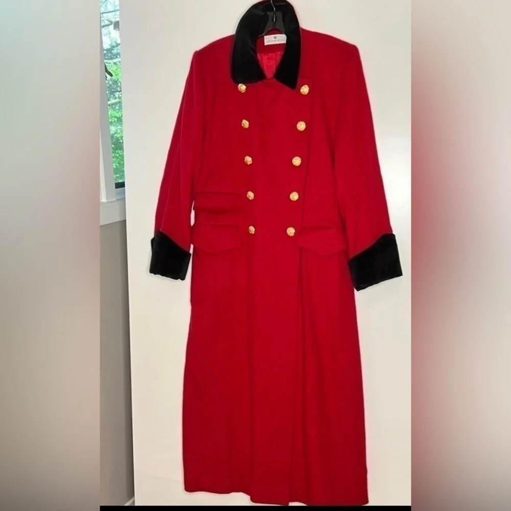 Loro Piana Sz 10 For Saks Fifth Ave Long Red Lambswool Coat